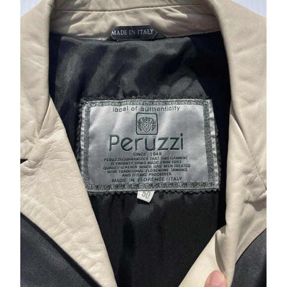 Peruzzi Italian Ultra Soft Black Leather Womens Jacket Sz XL Flip Cuff Full Zip - Picture 5 of 8